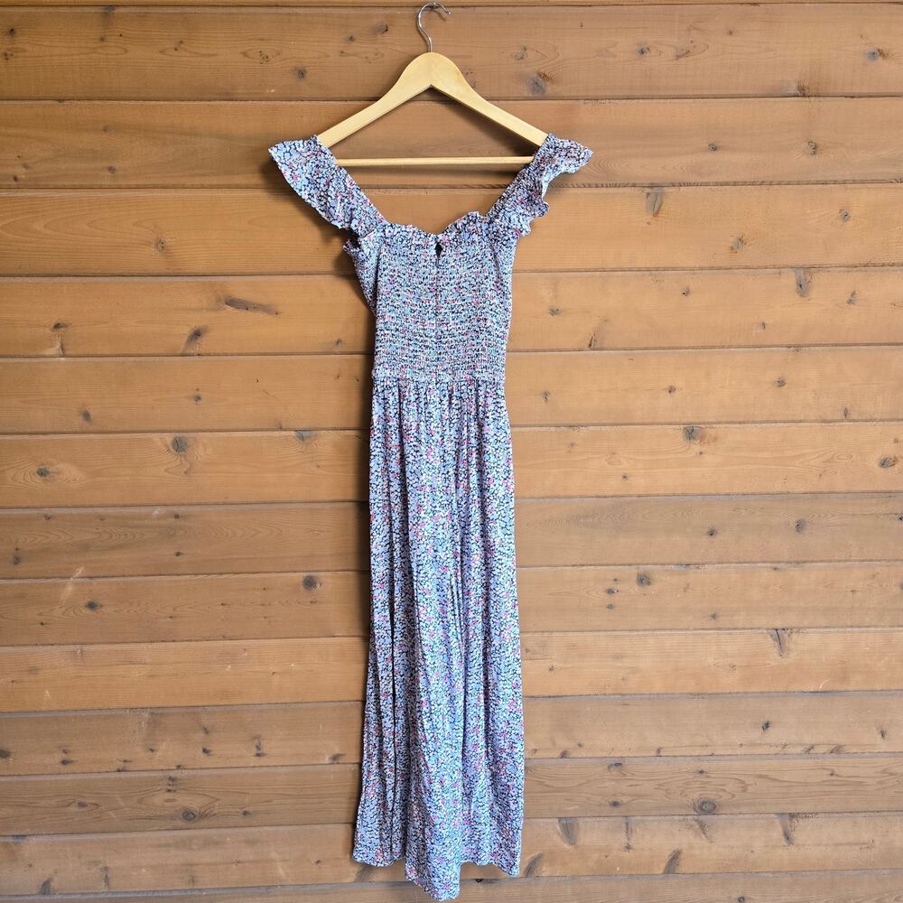 Anthropologie Yumi Kim Leanne Jumpsuit Ambrose Peach Floral Small Boho Ruffle - Picture 4 of 8